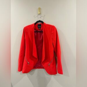 Trouvé Red Open-Front Blazer with Silver Zipper Pockets – Size XS